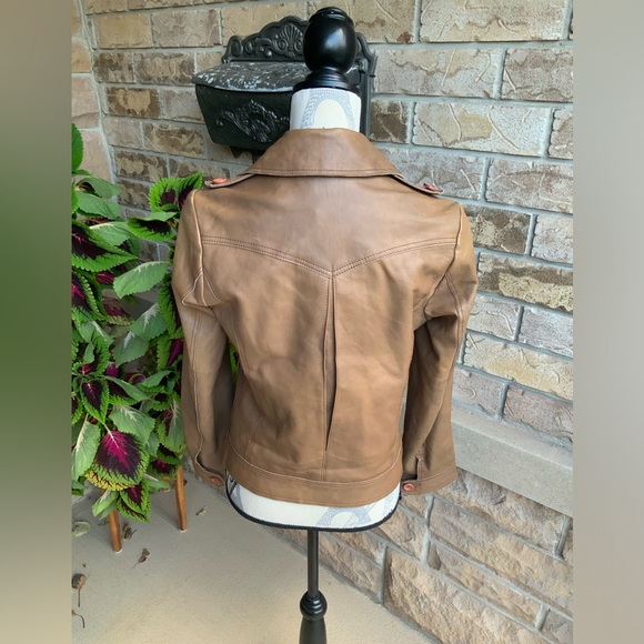 Vintage RUDSAK Leather Brown Button Up Women’s Double Breasted Jacket SZ Medium - Picture 14 of 15